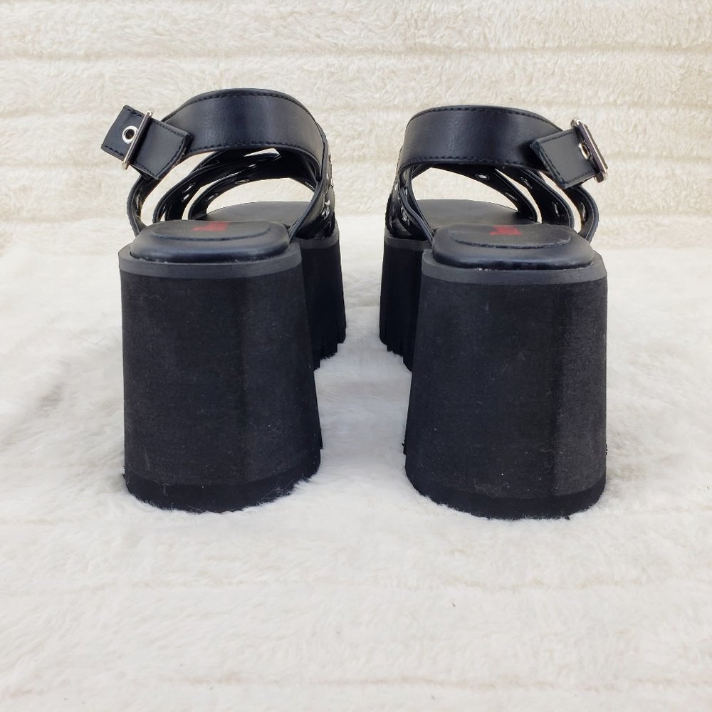 Demonia Black Platform Sandals with Star Accents - Picture 7 of 12